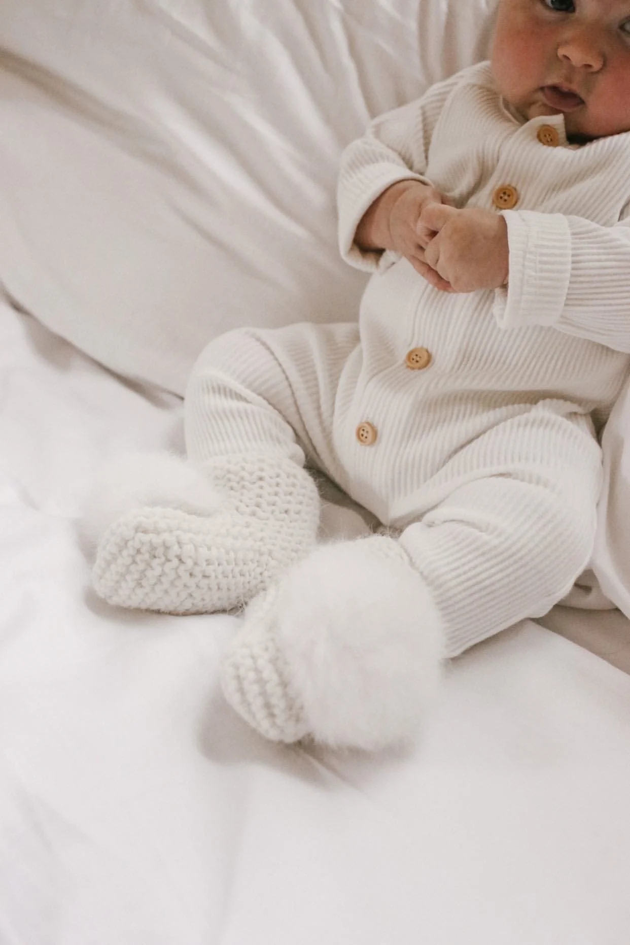 Ivory Angora Pom Pom Booties - Image 22