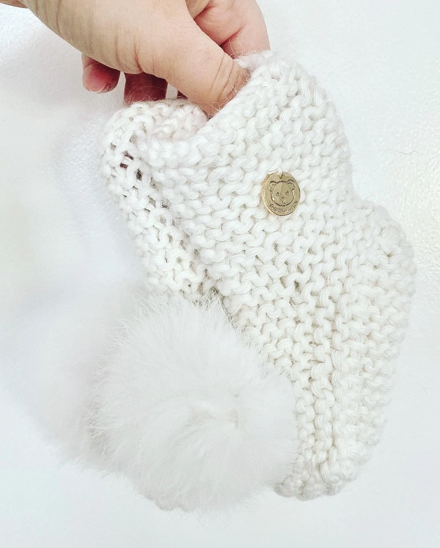 Ivory Angora Pom Pom Booties - Image 3