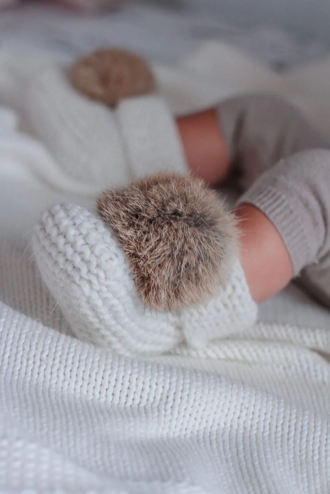 Ivory Angora Pom Pom Booties - Image 6