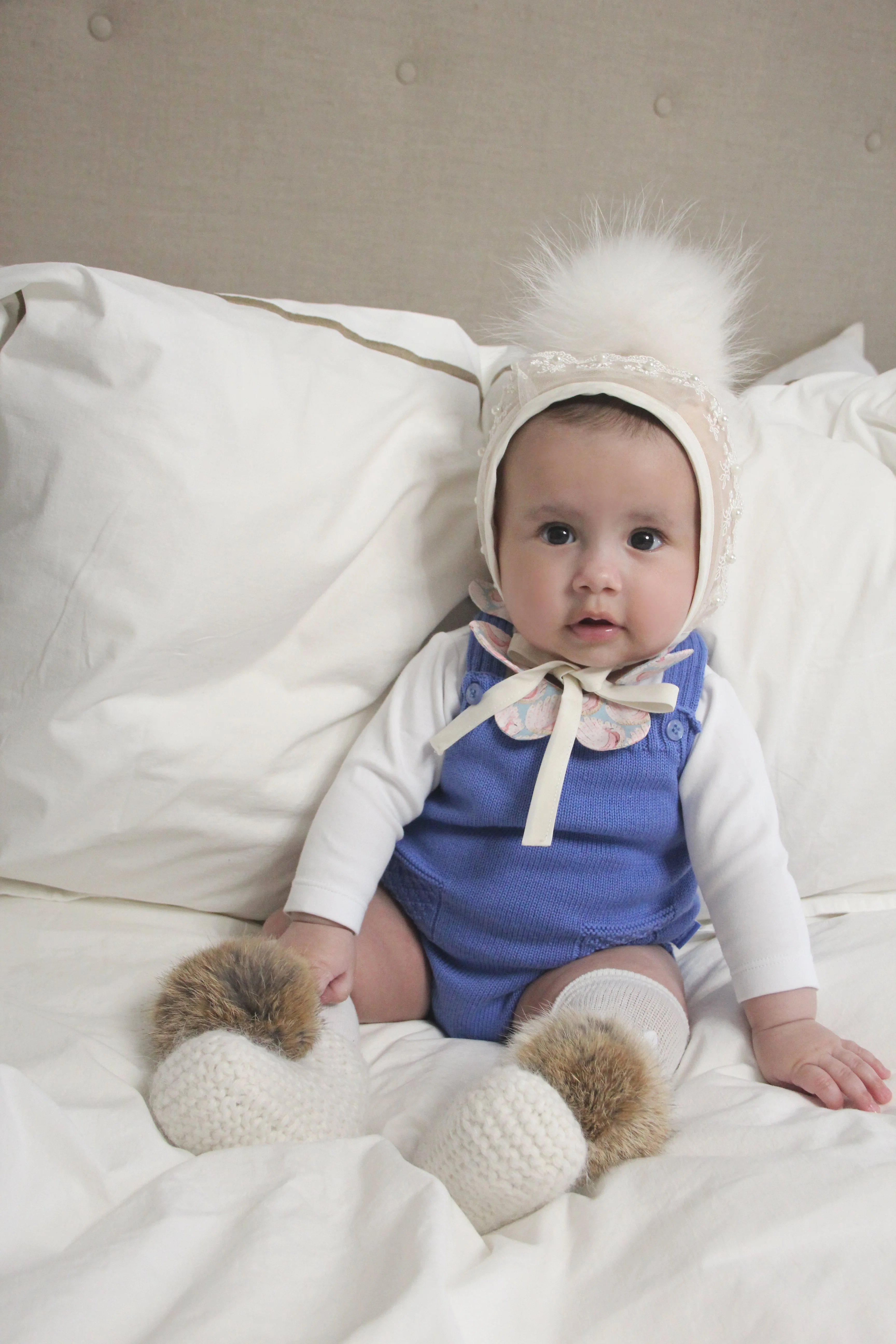 Ivory Angora Pom Pom Booties - Image 9