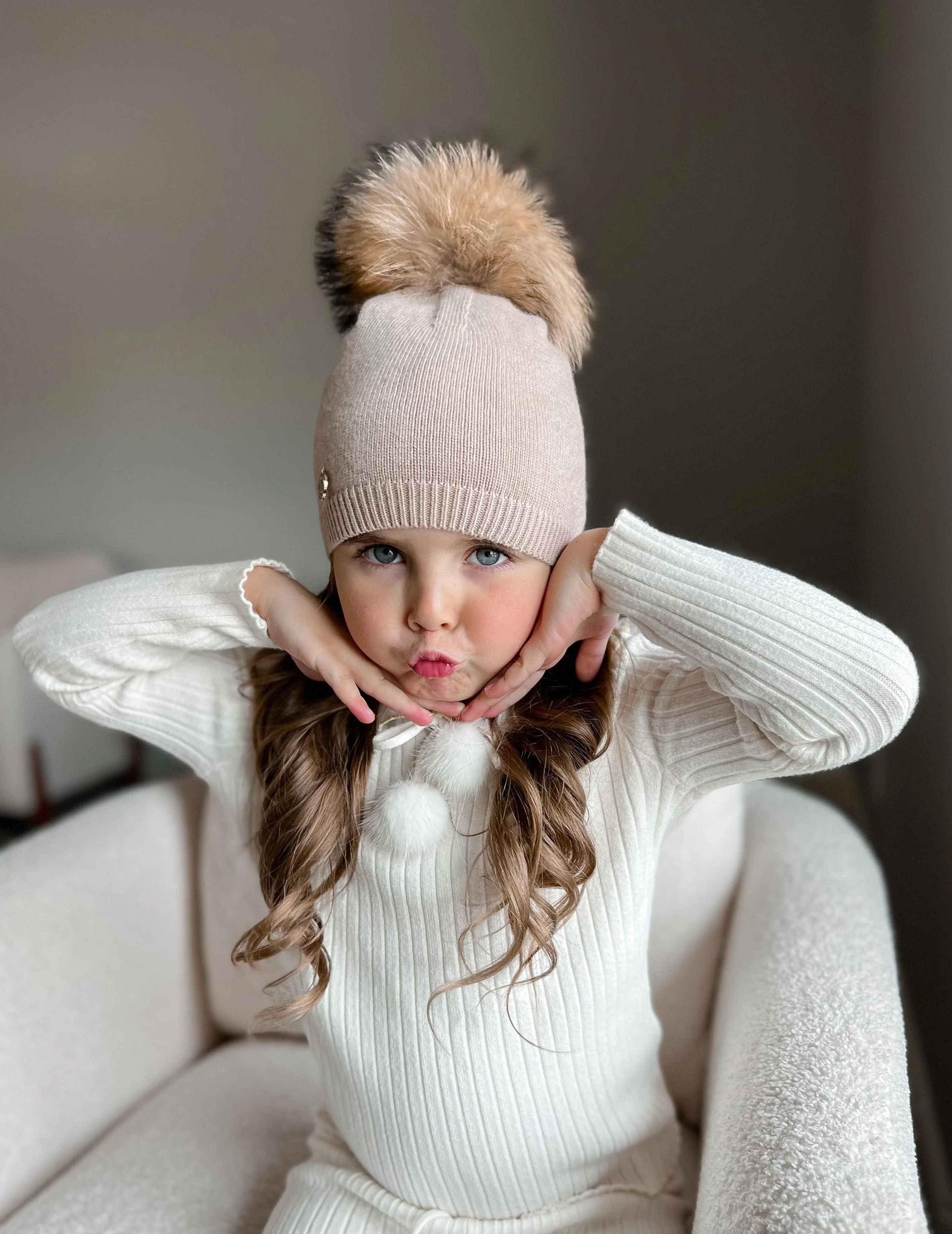 Sasha Single Pom Angora Beanie Hat - Image 3