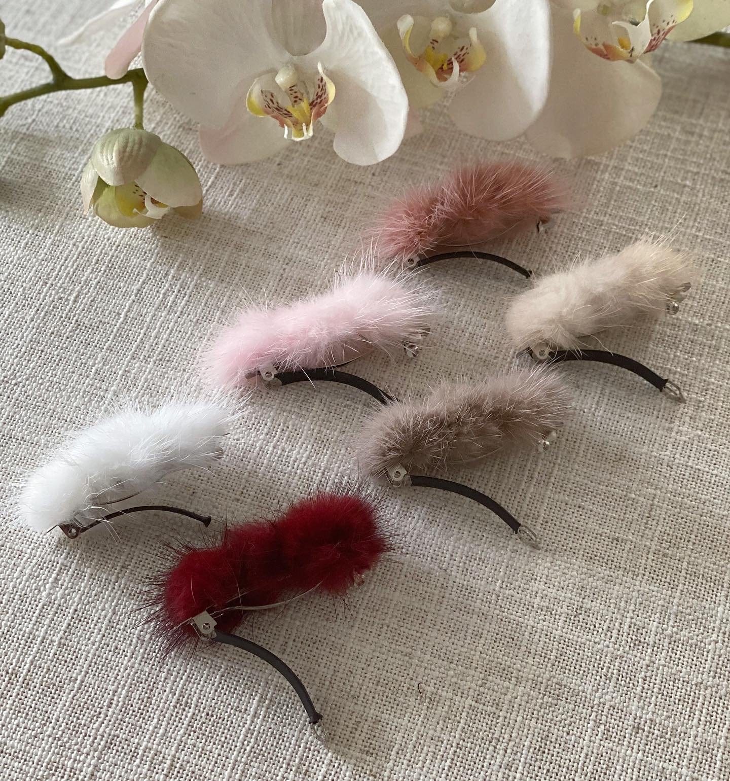 Triple Mink Pom Hair Clip - Image 4